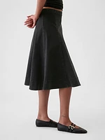 Paneled Denim Midi Skirt