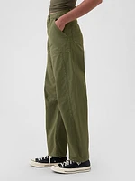 Mid Rise Twill Barrel Pants