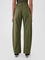 Mid Rise Twill Barrel Pants