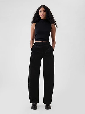 High Rise Corduroy Tapered Ankle Trousers