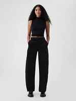 High Rise Corduroy Tapered Ankle Trousers