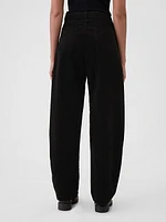 High Rise Corduroy Tapered Ankle Trousers