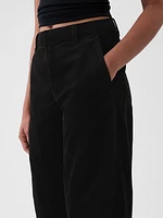 High Rise Corduroy Tapered Ankle Trousers