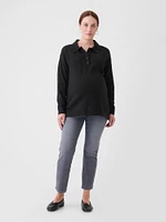 Maternity CashSoft Henley Sweater Polo Shirt