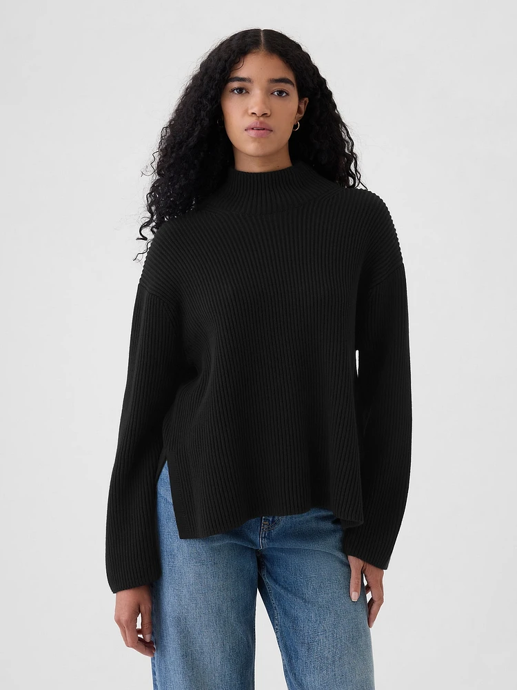 24/7 Split-Hem Mockneck Sweater