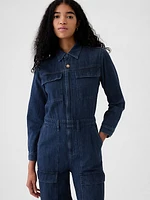 Denim Cargo Jumpsuit