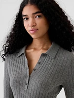 CashSoft Polo Sweater Mini Dress
