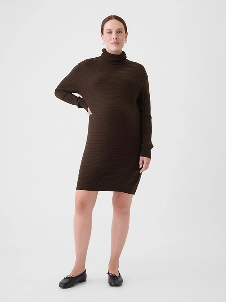 Maternity CashSoft Rib Turtleneck Mini Sweater Dress