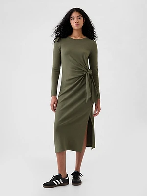 Modern Rib Tie-Knot Midi Dress