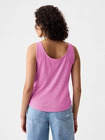 Linen-Blend Henley Tank Top