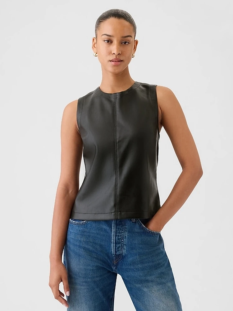 Vegan Leather Shell Tank