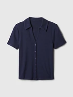 Modern Rib Button Polo Shirt