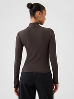 Modern Rib Cropped Mockneck Shirt