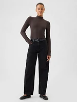 Modern Rib Cropped Mockneck Shirt