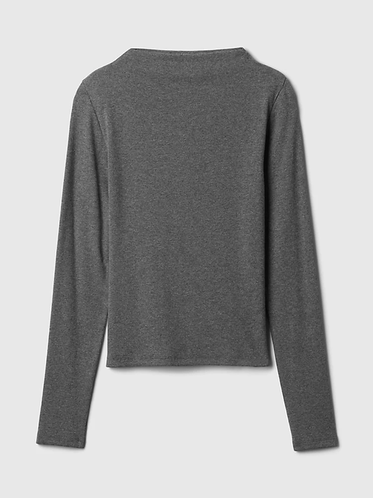 Modern Rib Funnel-Neck T-Shirt