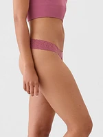 Organic Stretch Cotton Lace-Trim Thong