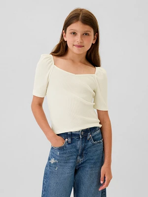 Kids Sweetheart Puff Sleeve Top