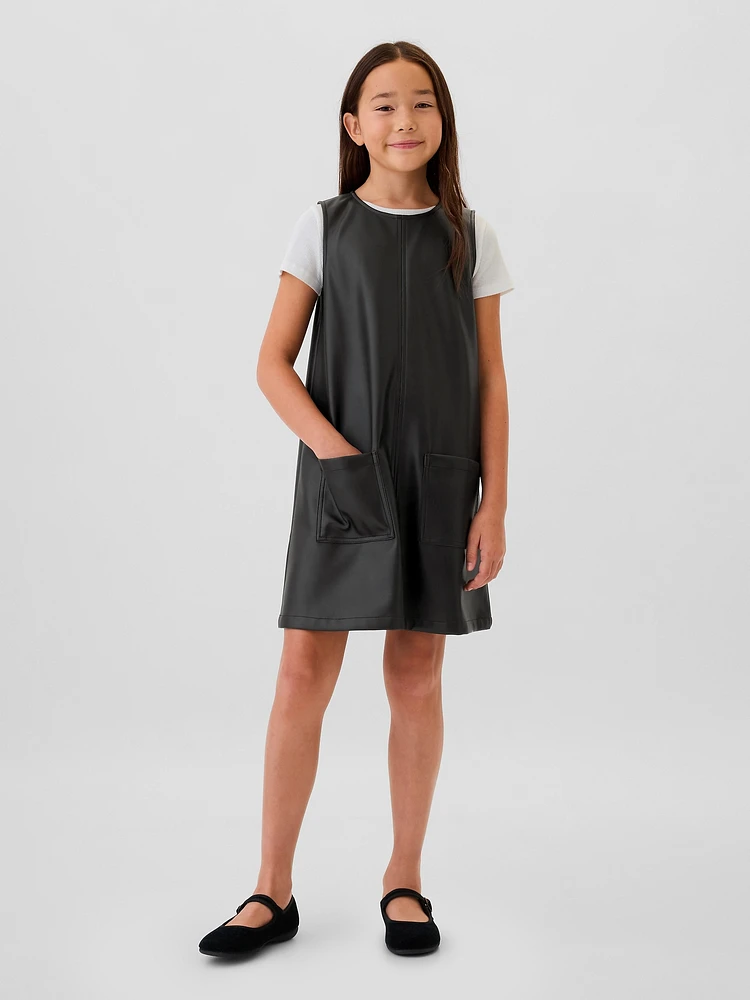 Kids Vegan Leather Shift Dress