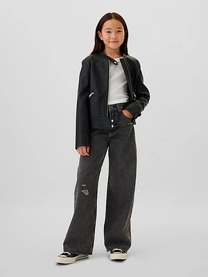 Kids Low Rise Stride Wide-Leg Foil Jeans