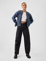 UltraSoft Denim Cropped Bomber Jacket