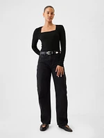 Modern Rib Square-Neck Top