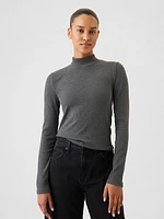 Modern Rib Cropped Mockneck Shirt