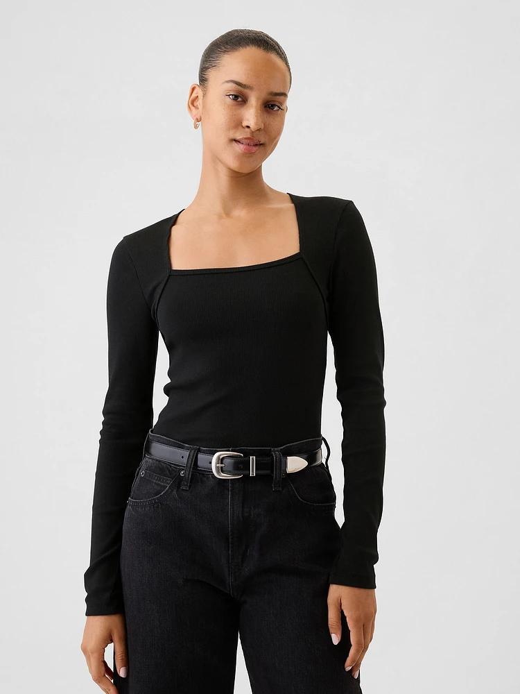 Modern Rib Square-Neck Top