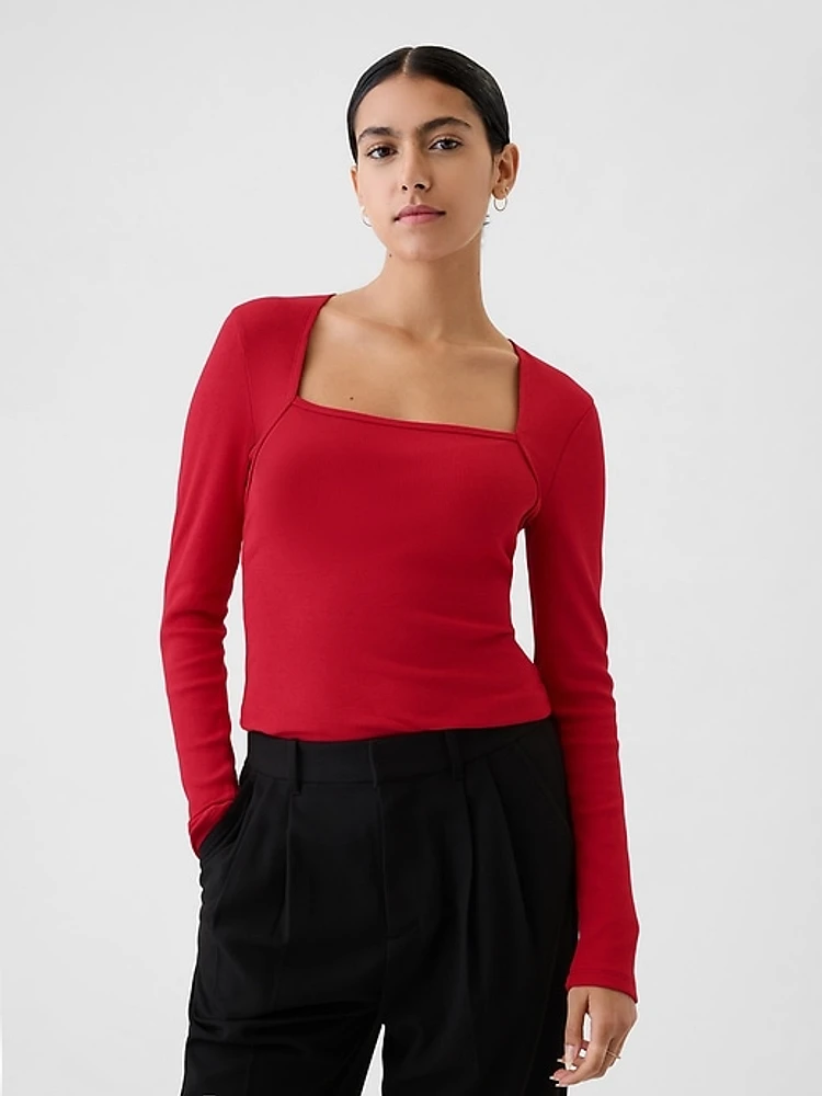 Modern Rib Square-Neck Top