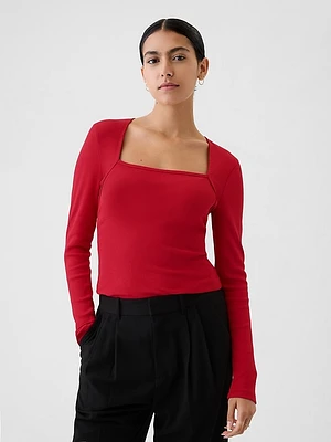 Modern Rib Square-Neck Top