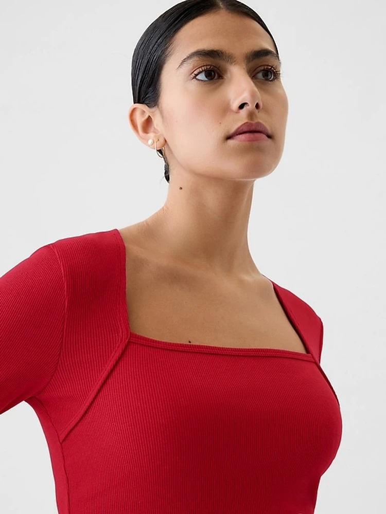 Modern Rib Square-Neck Top