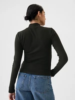 Modern Rib Cropped Mockneck Shirt