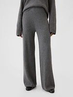 CashSoft Shaker-Stitch Sweater Pants