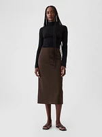 Vegan Suede Midi Skirt