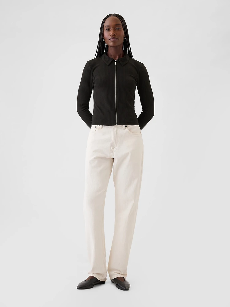 Modern Rib Zipper Shirt