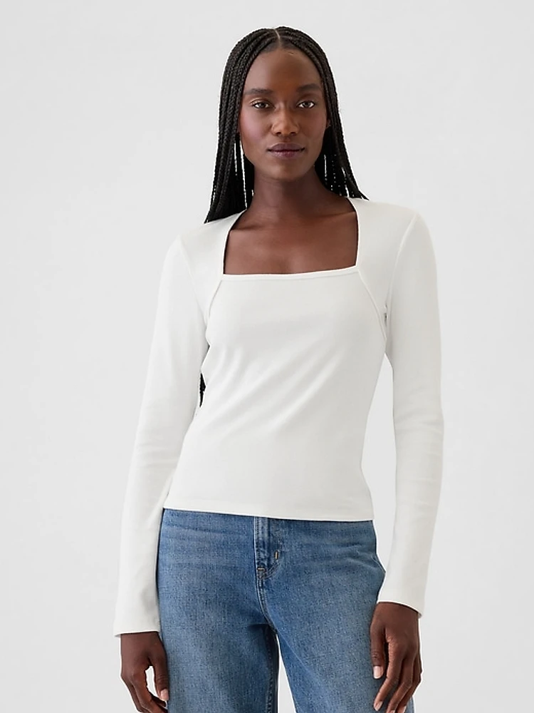 Modern Rib Square-Neck Top