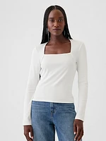 Modern Rib Square-Neck Top