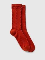 Twisted-Knit Crew Socks