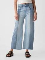 High Rise Stride Metallic Wide-Leg Ankle Jeans