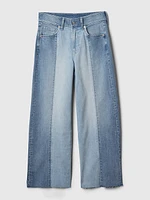 High Rise Stride Metallic Wide-Leg Ankle Jeans