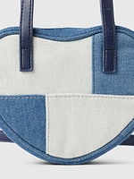 Kids Patchwork Denim Heart Bag