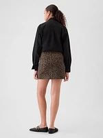 Leopard Denim Mini Skirt