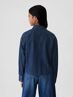 Kids Oversized Denim Western Shirt