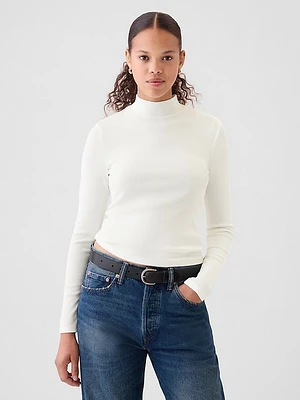 Modern Rib Cropped Mockneck Shirt