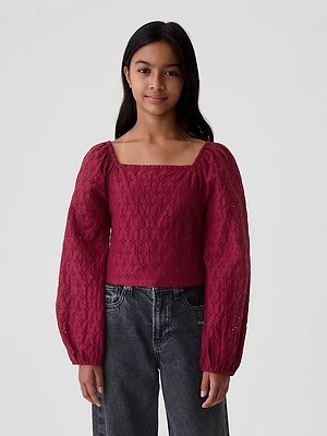 Kids Cropped Puff Sleeve Shirt