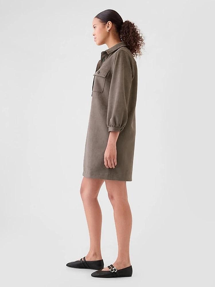 Vegan Suede Shift Mini Dress