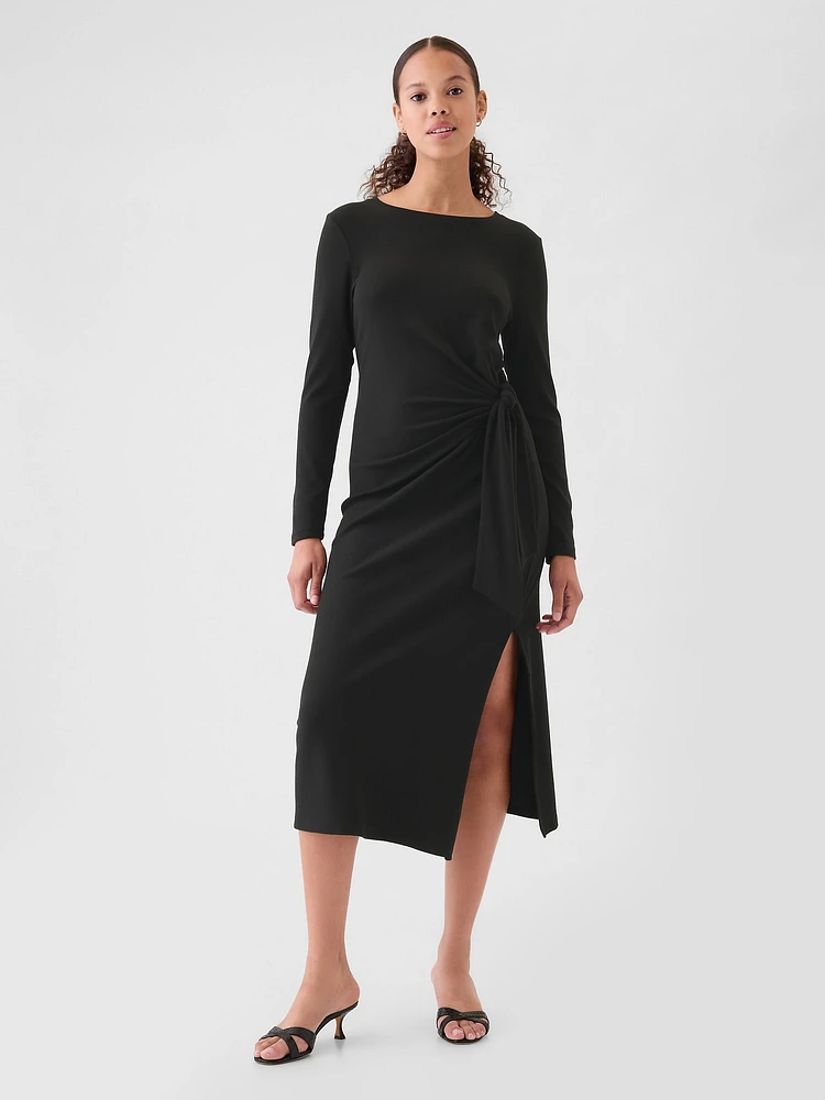 Modern Rib Tie-Knot Midi Dress