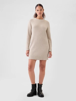 CashSoft Shaker-Stitch Mini Sweater Dress