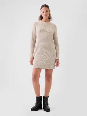 CashSoft Shaker-Stitch Mini Sweater Dress