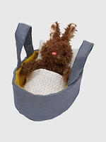 Moppettes Beau Bunny Stuffed Animal Bassinet and Pillow