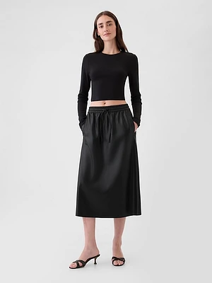 Vegan Leather Midi Skirt